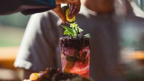 Cocktail at Deer Valley's Royal Street Café in the summer.