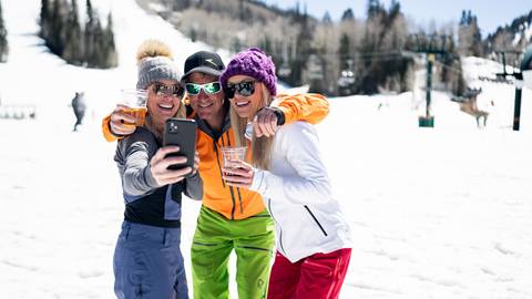 Friends taking a selfie.