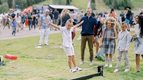 Family playing outdoor game at Deer Valley Mountain Beer Festival