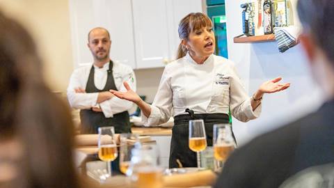 Chef Silvia Baracchi teaching a cooking class at Deer Valley.