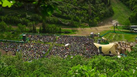 Overlooking crowd attending Deer Valley summer concert.