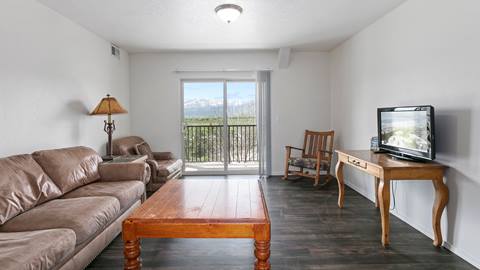 Image of living room in Wasatch Commons employee housing.