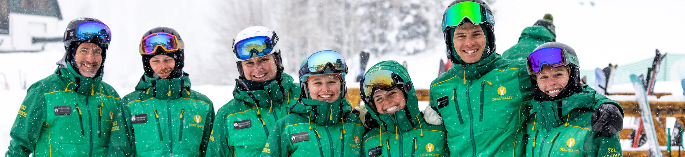 Deer Valley ski instructors standing together for group photo.