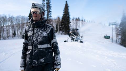 Deer Valley snowmaker looking off into the distance.