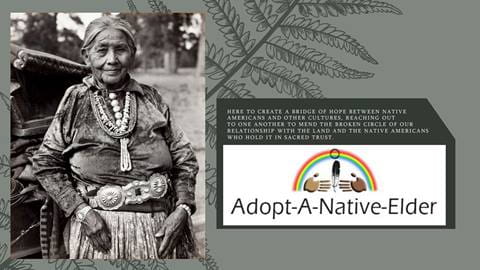 Promotional material for Adopt a Native Elder event.