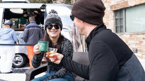 Couple drinking High West whiskey together.