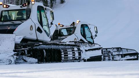 Snowcats grooming Deer Valley terrain.