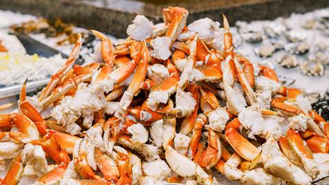 Pile of fresh crab legs