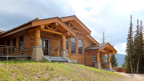 Exterior view of Cushing's Cabin in summer