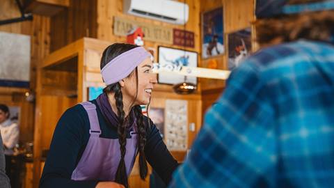 Skiers dining at The Sticky Wicket.