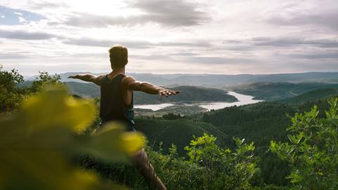 Man in yoga session at Deer Valley