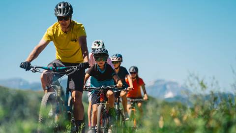 Family mountain biking at Deer Valley.