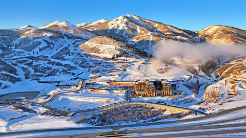 Deer Valley East Village in the winter.