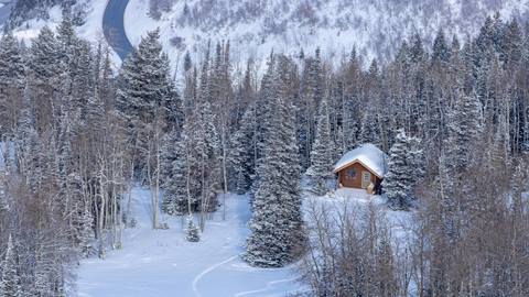 Deer Valley's Sunset Cabin in the winter.