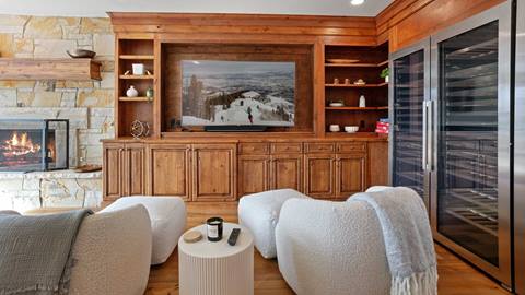 Media room and wine fridge in Deer Valley's rental home Bellemont 5 