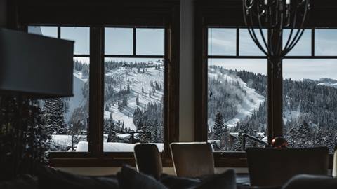 View of mountains from inside Deer Valley lodging property.