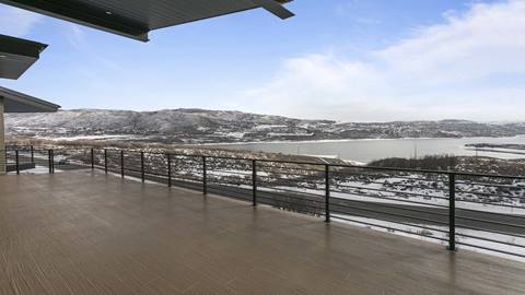 Expansive deck with mountain view at Deer Valley's luxury vacation rental SkyRidge 11494.