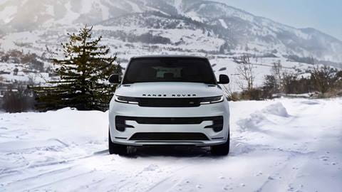 Range Rover parked in the snow at Deer Valley Resort.