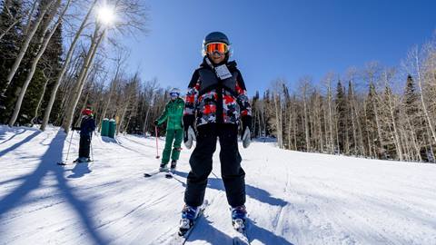 Kids skiing with a Deer Valley Ski Instructor.