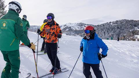 Adult group ski lesson at Deer Valley.