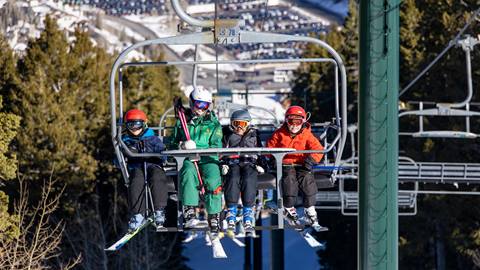 Deer Valley Ski Instructor with kids group ski lesson.