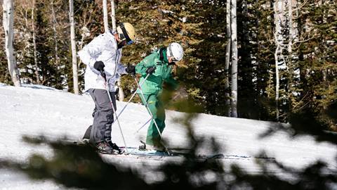 Deer Valley ski instructor teaching a private lesson