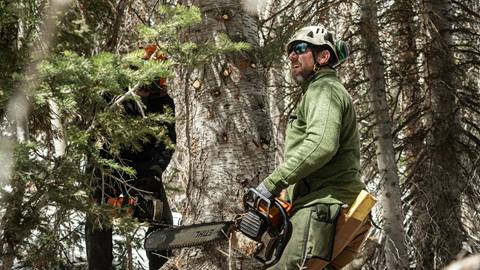 Staff member monitoring wildfire mitigation at Deer Valley.