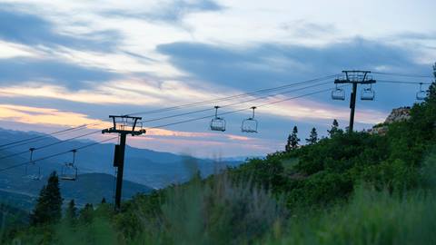 Sunrise over chairlift at Deer Valley in the summer.