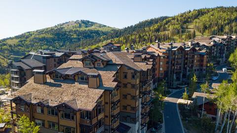 Drone shot of Empire Pass during the summer at Deer Valley.