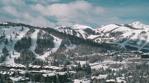 Deer Valley winter scenic drone shot.